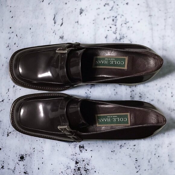 Cole Haan Women's Block Raised Heel With Buckle Luxury Shoe - Made In Italy 6b - Picture 2 of 9